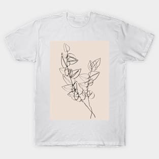 Dark Eucalyptus leaves one line art T-Shirt